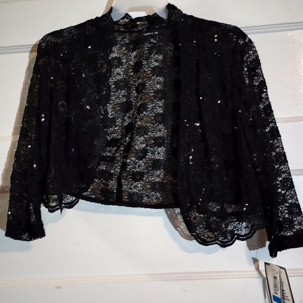 R& M Richards XL women's crop jacket black lace